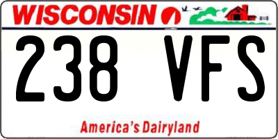 WI license plate 238VFS