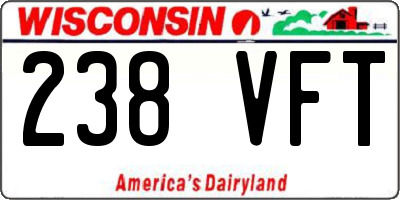 WI license plate 238VFT