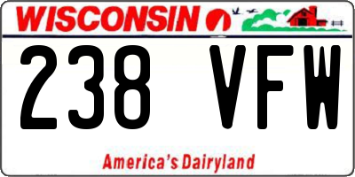 WI license plate 238VFW
