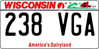 WI license plate 238VGA