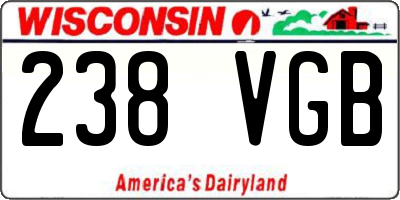 WI license plate 238VGB