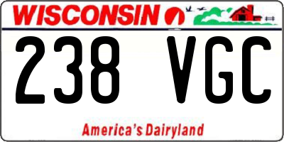 WI license plate 238VGC