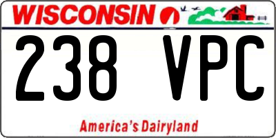 WI license plate 238VPC