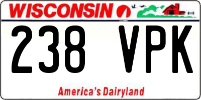 WI license plate 238VPK