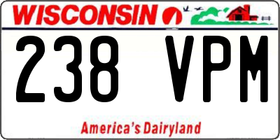 WI license plate 238VPM