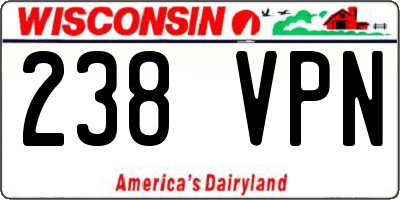 WI license plate 238VPN
