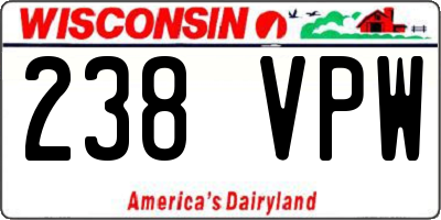 WI license plate 238VPW
