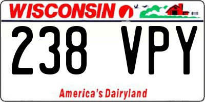 WI license plate 238VPY