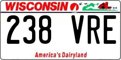 WI license plate 238VRE