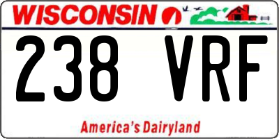 WI license plate 238VRF