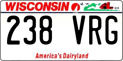 WI license plate 238VRG
