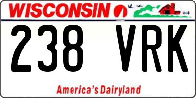 WI license plate 238VRK