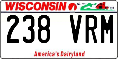 WI license plate 238VRM