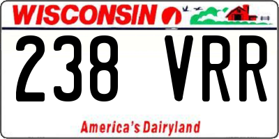 WI license plate 238VRR