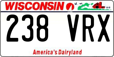 WI license plate 238VRX