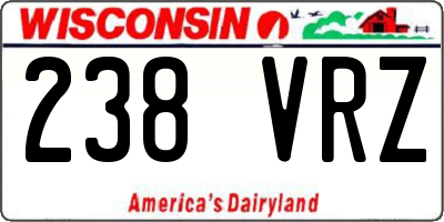 WI license plate 238VRZ