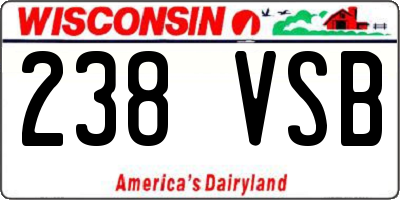 WI license plate 238VSB