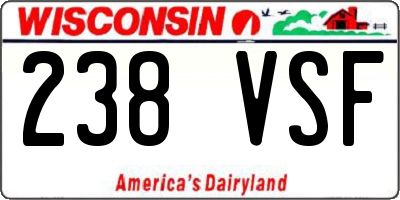 WI license plate 238VSF