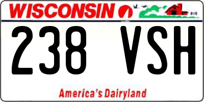WI license plate 238VSH
