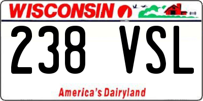 WI license plate 238VSL