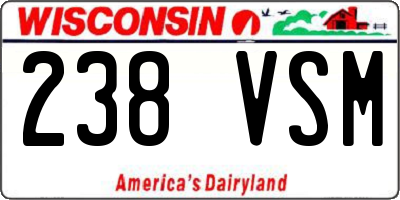 WI license plate 238VSM