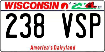 WI license plate 238VSP