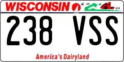 WI license plate 238VSS