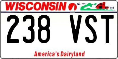 WI license plate 238VST