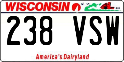 WI license plate 238VSW