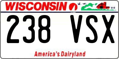 WI license plate 238VSX