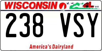 WI license plate 238VSY