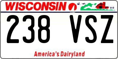 WI license plate 238VSZ