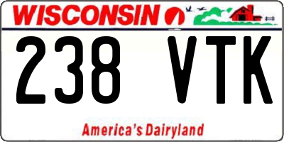 WI license plate 238VTK