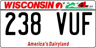 WI license plate 238VUF