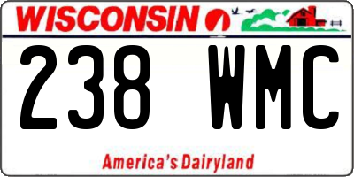 WI license plate 238WMC