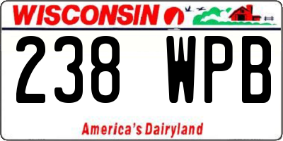 WI license plate 238WPB