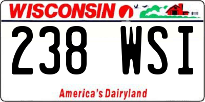 WI license plate 238WSI