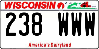 WI license plate 238WWW