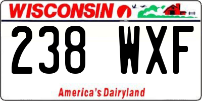 WI license plate 238WXF