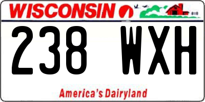 WI license plate 238WXH