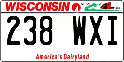 WI license plate 238WXI