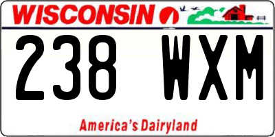 WI license plate 238WXM