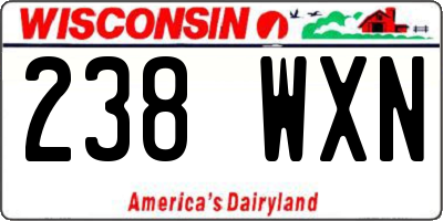 WI license plate 238WXN