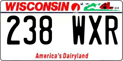 WI license plate 238WXR