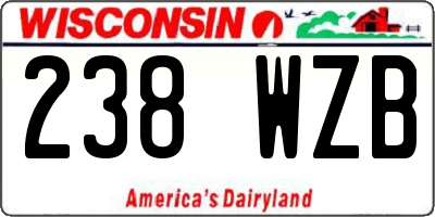WI license plate 238WZB