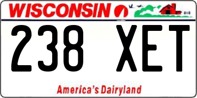 WI license plate 238XET