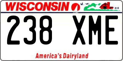 WI license plate 238XME