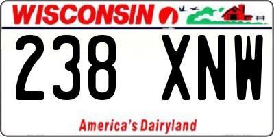 WI license plate 238XNW