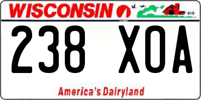 WI license plate 238XOA