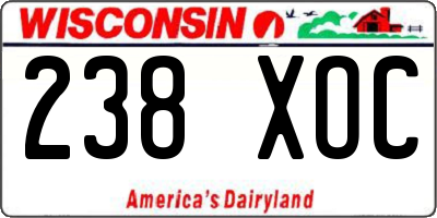 WI license plate 238XOC